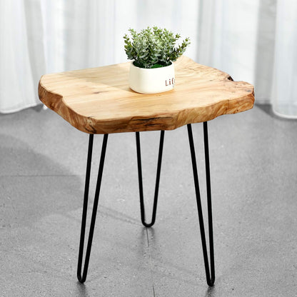 WELLAND Live Edge Side Table with Hairpin Legs, Natural Edge Side Table, Small Nightstand Wood,